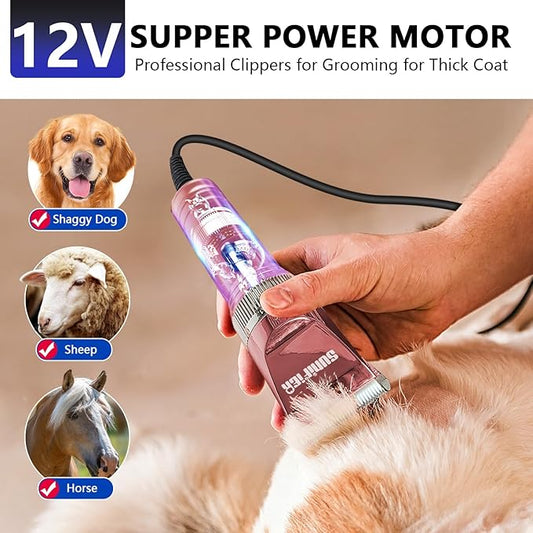 Professional Dog Grooming Clippers for Thick Coat - Dog Hair Trimmer for Grooming- Sheep Shears for Thick Hair – Pet Grooming Clippers for Dogs, Cats, Sheeps, Horse (Rose Gold)
