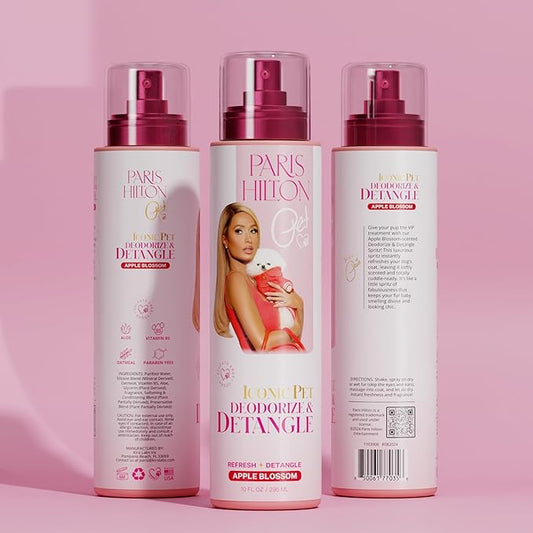 Paris Hilton Dog Perfume, Deodorizer & Detangler | Odor Neutralizing with Sweet Floral Apple Blossom Scent - Sulfate-Free, Vegan, Hypoallergenic for All Pet Breeds 10oz/295ml