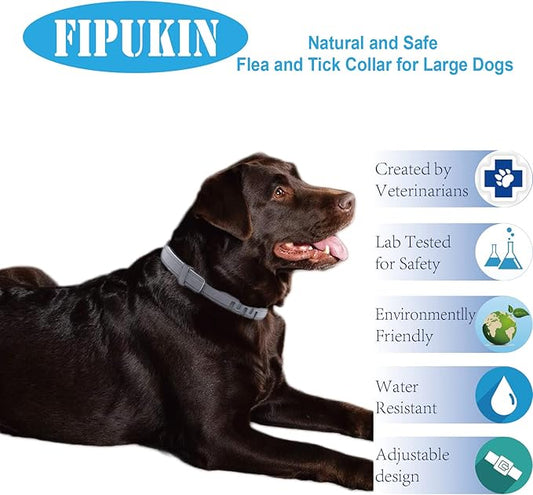 Natural & Safe Flea and Tick Collar for Large Dogs,Safe and Effective Flea and Tick Repellent, 8 Months Protection, Waterproof, Free Comb and Tick Removal Tool, Flea Repellent Drops, 27.5 inch,1-Pack