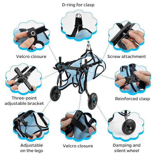 Dog Wheelchair for Back Legs, Dog Wheelchair Cart, Doggy/cat Wheelchair with Disabled Hind Legs Walking, Mobility Aids for Large Pets Hind Limbs, Dog Carts with Wheels, Light Weight, XXL