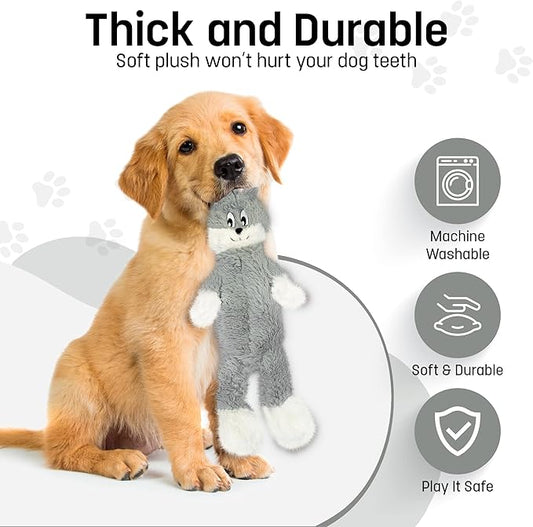FGA MARKETPLACE Grey Rabbit Dog Toy Flat NO Stuffing NO Squeak, Funny Style Will Entertain Your Dog for Hours, Recommended for Small and Medium Dog 21 INCH Long