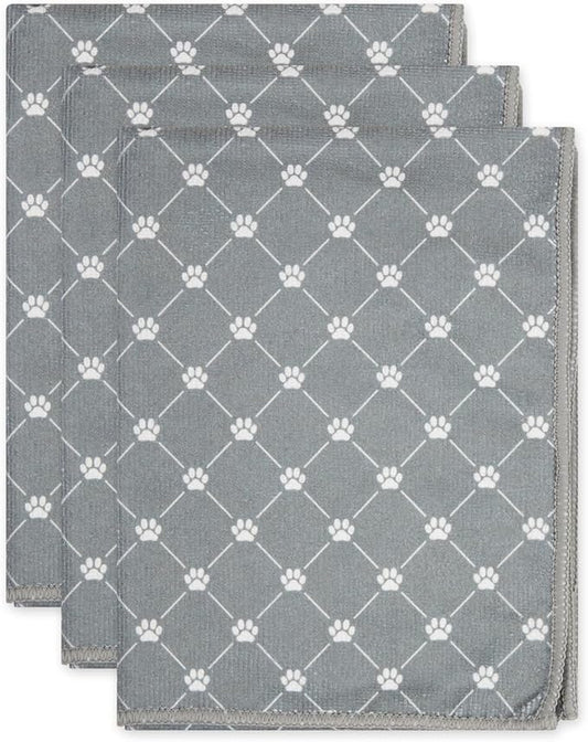 Bone Dry Pet Robe Collection, Trellis Paw Print, Absorbent Microfiber Bath Robe with Adjustable Closure for Dogs & Cats, X-Small, Hunter Green