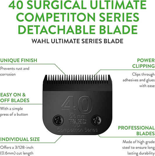 Wahl Professional Animal 40 Surgical Ultimate Competition Series Detachable Blade with 3/128-Inch Cut Length (2352-500)