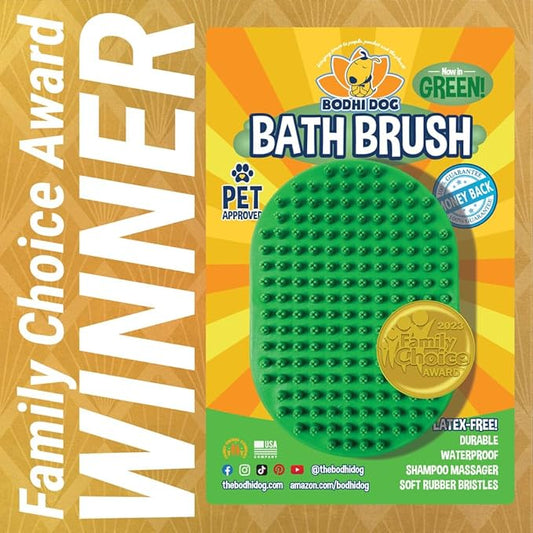 Bodhi Dog Shampoo Brush - Pet Grooming & Bath Supplies for Cats and Dog - Bath Brush for Long & Short Hair - Premium Scrubber for Shower, Bathing & Massage (One Pack, Green)