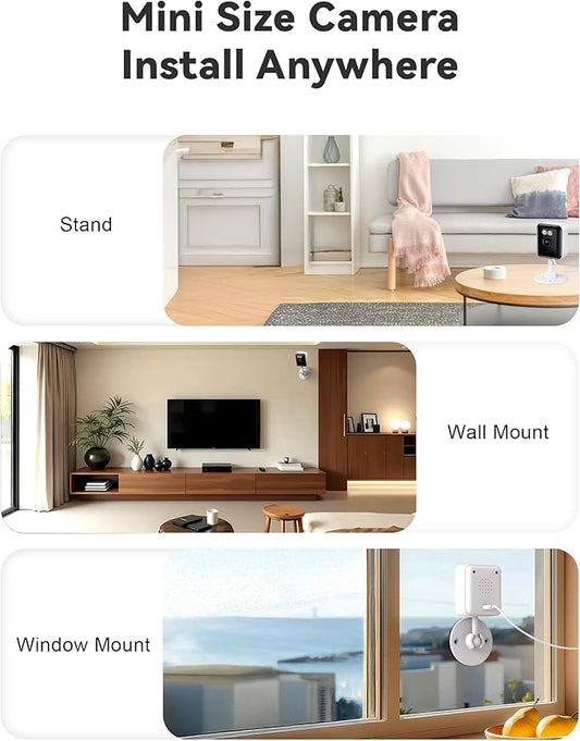 2K Cameras for Home Security, 2.4/5GHz Wi-Fi 6 Indoor Camera for Dog/Pet/Nanny/Baby with US Phone App, AI Text Recognition, Smart Search, Color Night Vision,2 Way Talk Mini Cam,Human Detection,2 Packs