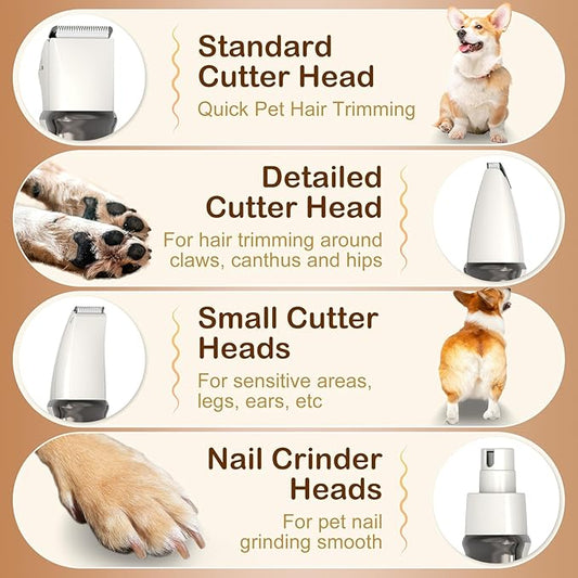 4 in 1 Dog Grooming Kit with LED Display, Dog Grooming Clippers with 4 Guide Combs, Rechargeable Low Noise Cat Hair Trimmer, Pet Paw Trimmer for Cat Dogs Paws Face Ears