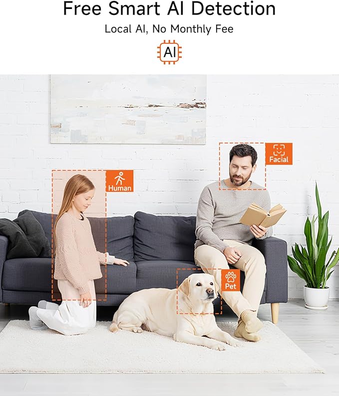 3K Pet Camera, 5G WiFi Indoor Camera with 4x Zoom, Pet/Dog/Baby Camera with Phone app, Human/Pet/Facial Detection, 360 Pan-Tilt AI Tracking, Night Vision, Plug in, Two-way Audio, Privacy Mode