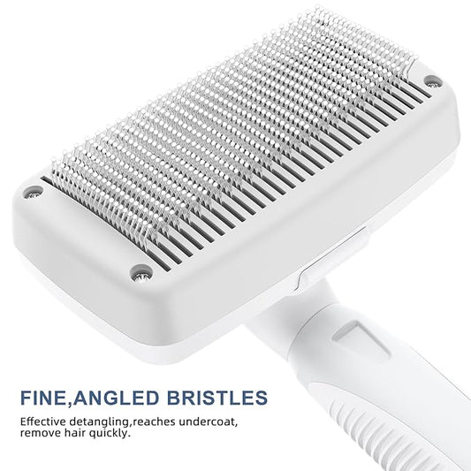 Self-Cleaning Slicker Brush for Dogs & Cats, Grooming Combs for Short & Long-Haired Dogs, Cats, Rabbits & More - Gently Removes Loose Undercoat, Mats and Tangled Hair