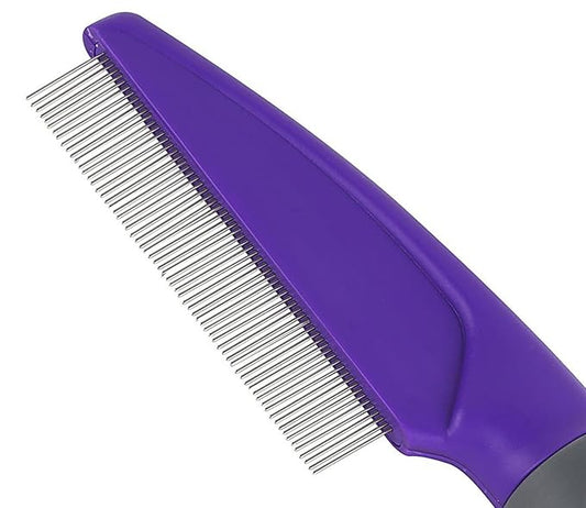 Hertzko Comb for Dogs and Cats – Closely Spaced Metal Pins Removes Debris from Your Pet’s Coat - Great for Short Hair Areas. - Long Handle for Extra Comfort!