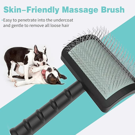 Large Firm Slicker Brush for Dogs Goldendoodles - Extra Long Pin Slicker Brush for Large Dog Pet Grooming Wire Brush and Deshedding - Removes Long and loose Hair - Undercoat - 25mm(1")(Black)