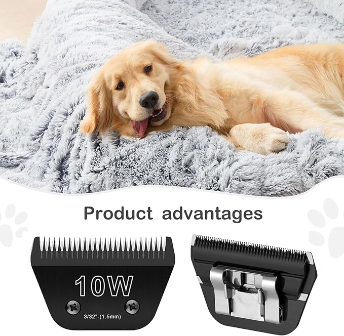 4PCS Wide Blades for Dog Grooming Blades Compatible with Andis Dog Clippers,Dog Clipper Blades Compatible with Oster A5,Wahl km10 Dog Clippers,Stainless-Steel Blade Sharp,Size:10W+30W+5FW+7FW