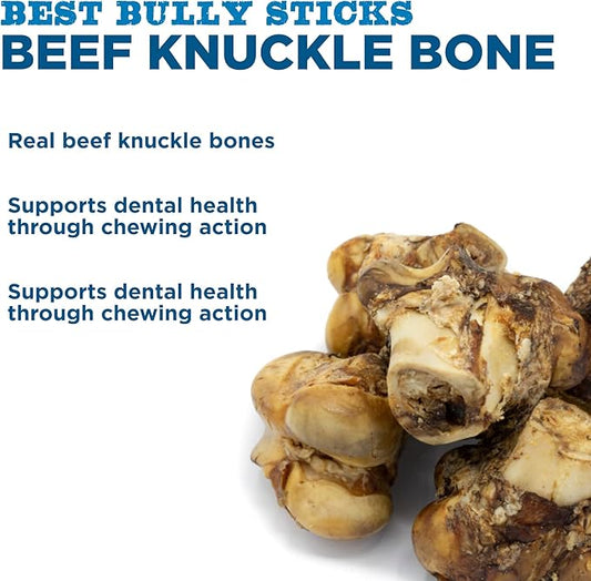 Best Bully Sticks All Natural Beef Knuckle Bones for Dogs - 5 Pack - Long Lasting Dog Bones for Aggressive Chewers
