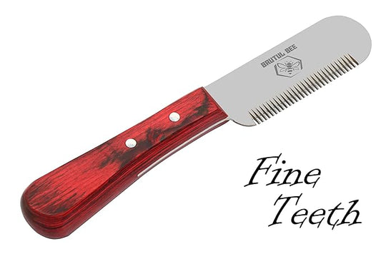 Brutul Bee Dog Grooming Coat Stripping Knife Stripper Trimmer Tool Wooded Handle Stripping Knives Set of 6 in Stainless Steel Non-Slip Tools for Grooming Dogs (Red)