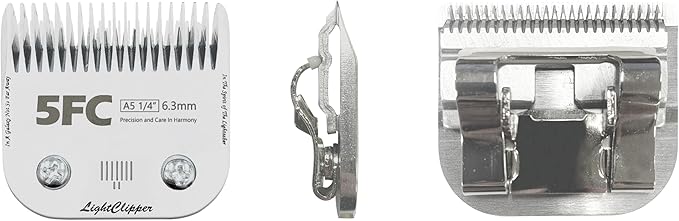Detachable Ultra Edge Dog Clipper Blade - Constructed of Carbonized Steel, Resists Heat and Rust with Long-Lasting Sharp Edges - A5 Series (5FC: 1/4" (6.3MM))