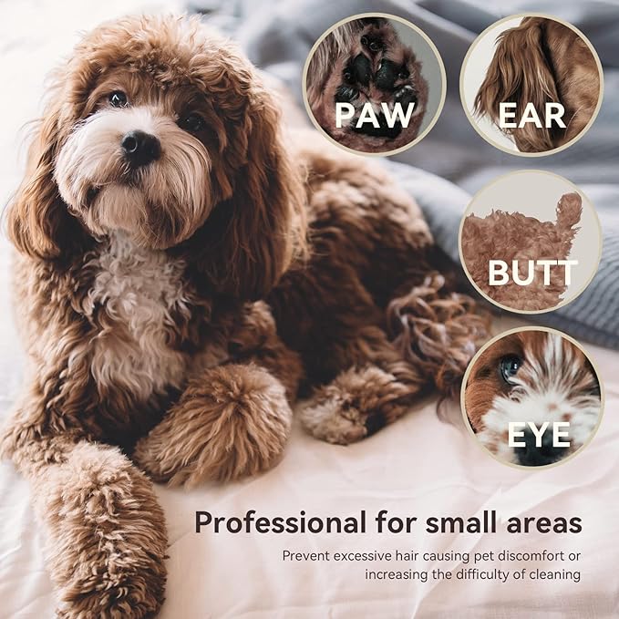 Dog Paw Trimmer, Dog Clippers, Cordless Cat and Small Dogs Clipper, Low Noise Electric Mini Pet Grooming Clippers for Trimming The Hair Around Face, Paw Pads, Eyes, Ears, Rump