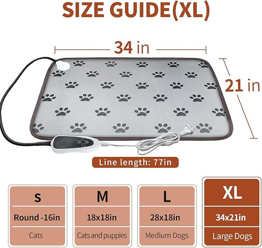 Large Dog Heating Pad 34x21in Waterproof Pet Heating Pad for Dogs Smart Thermostat Switch, Whelping Supplies Heated Dog Bed,Adding Wire Rope Wires Puppy Heating Pad Mat-Whelping Box for Dogs