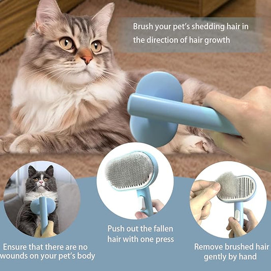 Self Cleaning Slicker Brush for Dogs & Cats - Easily Removes Tangles & Loose Undercoat