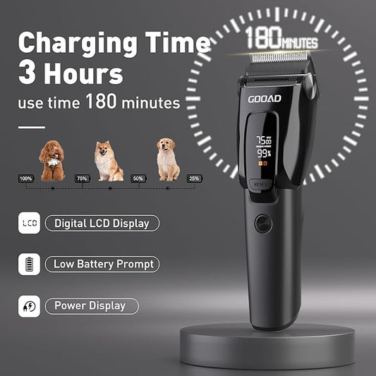 Dog Clippers for Grooming for Heavy Thick Coat, 3-Speed Low Noise Dog Grooming Kit, Electric Quiet Dog Hair Trimmer,Cordless,Rechargeable, Pet Hair Shaver for Small and Large Dogs Cats