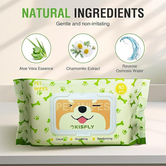 Pet Wipes for Dogs and Cats, Dog Wipes for Paws and Butt, Cat Wipes Cleaning Fur and Butt, Fragrance-free, Alcohol-free, Natural Ingredients, Gentle and Safe, Keep Your Pet Clean and Healthy 320 Pcs