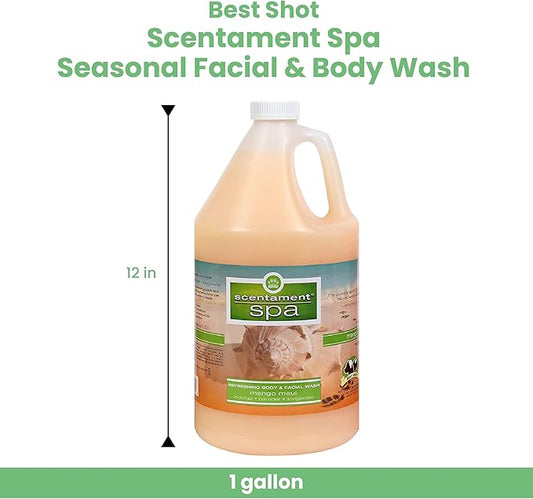 Best Shot Scentament Spa for Pets, Seasonal Facial Spa and Body Wash, Mango Maui, Tearless Shampoo, Hypoallergenic Body Wash, Reduces Tear Stains, 1 Gallon