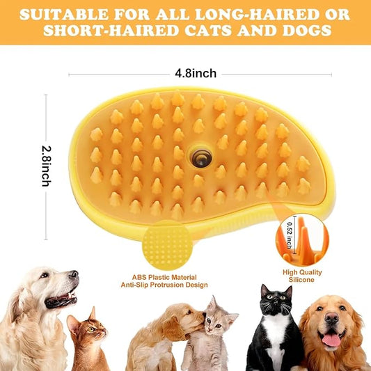 Cat and Dog Grooming Brush, 4.8 x 2.8 inch, Silicone and ABS Plastic, Anti-Slip