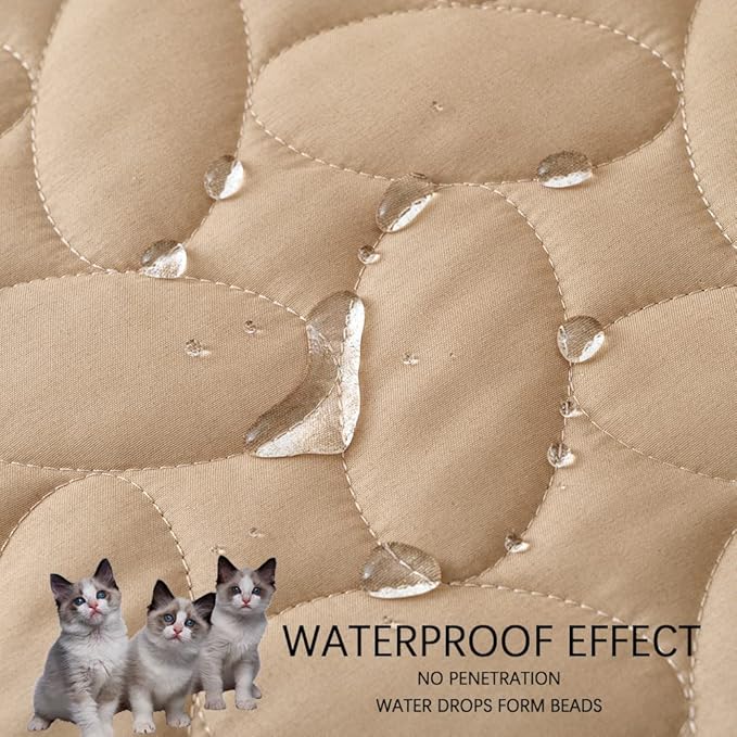 Ameritex Pet Bed Cover Dog Bed Blanket for Sofa and Furniture Waterproof New Pattern Design (68x82 Inch, Beige)