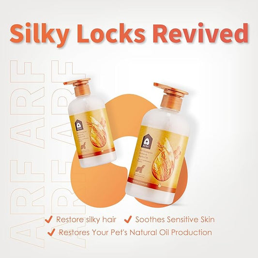 Arf Arf Dog Shampoo Silky & Conditioning, Hydrating Oatmeal Formula, Smooth Coat Wash, Honey-Infused, Pet-Friendly, pet Shampoo and Conditioner, Suitable for All Breeds and Ages - 16oz