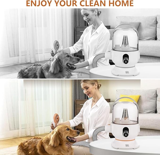 Towallmark Dog Grooming Vacuum Kit, 11Kpa Suction Power Pet Hair Vacuum for Shedding Grooming with 2L Large Capacity Hair Storage, 5 Professional Pet Grooming Tools for Dogs Cats