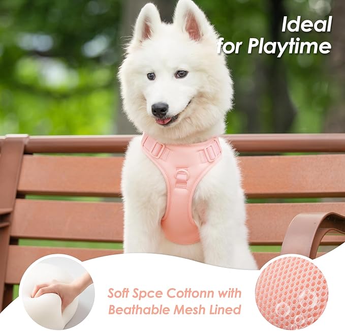 No Pull Dog Harness, Puppy Vest with Front Clip for Small Medium Large Sized Dog(Light Pink,M)