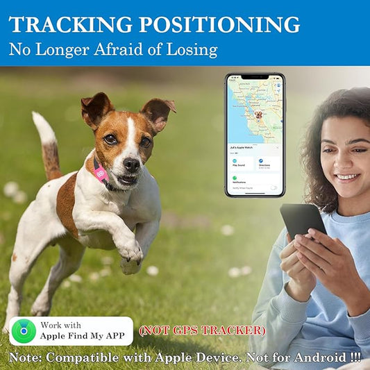 Smart Dog Locator, Pet Tracking Device for Seamless Monitoring, Fully Integrated with Find My App, Not Real-Time GPS (Pink)