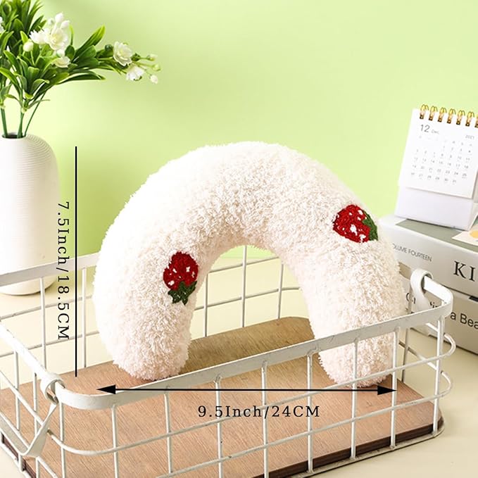Pet Small Pillows for Small Dogs Cat U-Shaped Puppy Neck Pillow for Indoor Improve Relief Sleeping Machine Washable (White)
