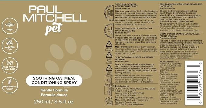 Soothing Oatmeal Conditioning Spray, Gentle Formula, Grooming Spray for Dogs, 8.5 fl. Oz