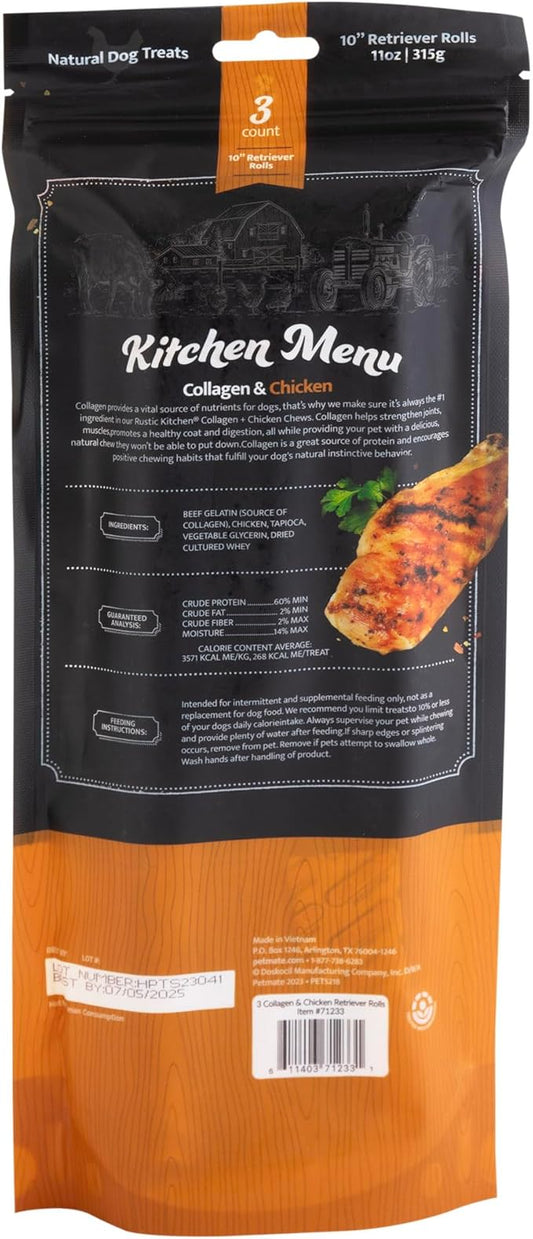 RK Collagen Retriever Roll (Real Chicken) 10" - 3ct