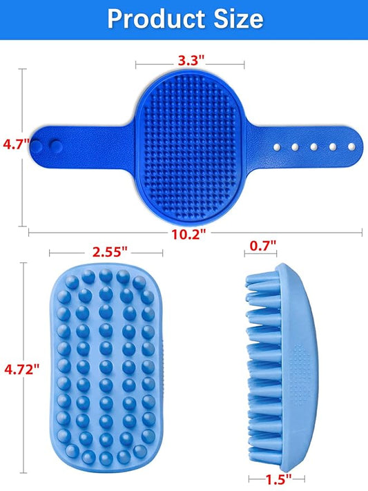 2PCS Dog Bath Brush, Dog Shampoo Brush, Silicone Curry Brush, Pet Scrubber for Short&Long Haired Dogs Cats Massage Comb, Soft Shedding Bathing Washing Brush, Essential Puppy Grooming Accessories