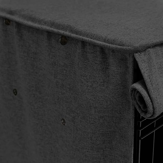 Friends Forever Metal Dog Crate Cover 30 inch, Wire Dog Kennel Cover w/Light Blocking Protective Curtain, Dog Cage Cover w/Roller Shades, Machine Washable, Trucker Black