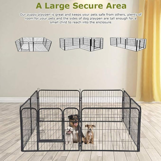 FDW "Pet Playpen 8 Panel 24â€32â€40†inch Indoor & Outdoor Folding Metal Exercise Pen & Pet Playpen Puppy Cat Exercise Fence Barrier Playpen Kennel (24"", Hammigrid)