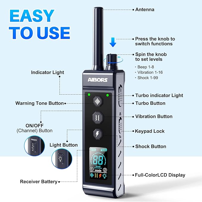 Dog Shock Collar, 4300FT Waterproof Dog Training Collar with Remote for 5-150lbs Small Medium Large Dogs, Rechargeable E Collar with Beep (1-8), Vibration(1-16), Safe Shock(1-99),Shock Collar for Dogs