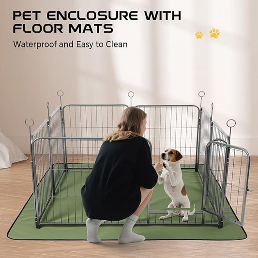 Lekesky Pet Playpen Indoor, Metal Dog Playpen with Bottom Mat and Storage Bag, 24 Inch 8 Panels Dog Play Pen for Puppys and Small Dogs, Black Silver