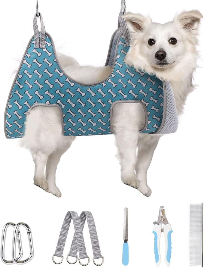 Supet Medium Dog Grooming Hammock Harness for Cats Dogs, Relaxation Pet Grooming Hammock Restraint Dog & Small Animal Leashes Sling(M( Legs Spacing:9"-12.5" / Max W:50LBS )
