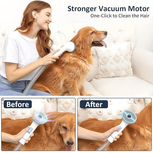 Pet Grooming Vacuum, Pet Hair Vacuum with 5 Pet Grooming Tools,Use Conical 360-degree Air Intake, Metal Mesh Design Not Easy to Block, Low Noise for Shedding Pet Hair