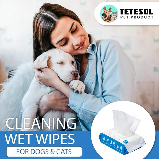 Dog Wipes for Pets Cats-100 Count All Purpose Unscented Wet Wipes for Paw Butt Cleaning,Grooming,AlcoholFree,Vitamin E,pH Balanced