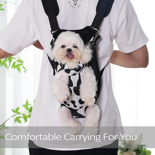 Pet Carrier Backpack Pet Tote Bags for Cats or Doggies, Portable Puppy Travel Carrier Bags, Cozy Soft Pet Puppies Carriers Slings Backpacks (Cow, X-Large (Pack of 1))