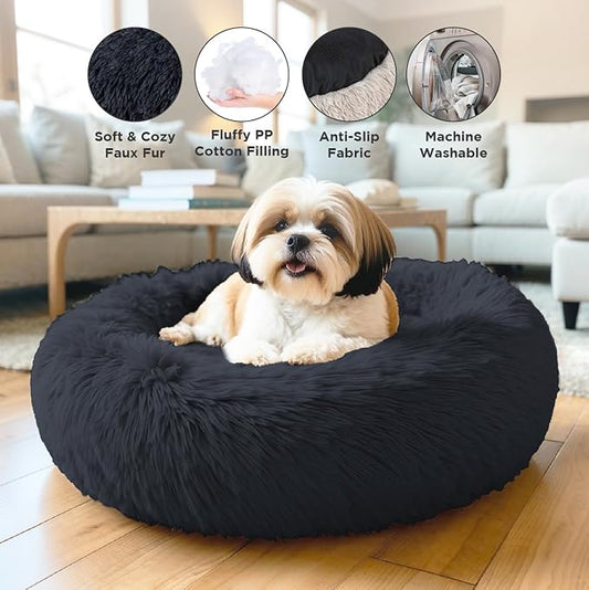 SmallDonut Dog Bed, Calming Dog Bed Washable Ideal for Small to Large Dogs and Cats & Round Dog Bed,Anti-Anxiety Multiple Sizes(Blue, Combo X-Small (21" L x 21" W x 7" Th))
