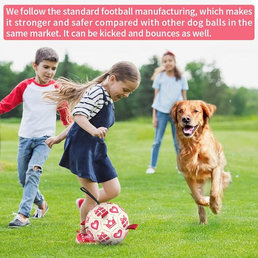 QDAN Pink Dog Toys Soccer Ball with Straps,Interactive Dog Toys for Tug of War,Valentines Gift Puppy Birthday Gifts,Dog Tug Toy,Dog Water Toy,Durable Dog Balls for Medium & Large Dogs(8 Inch)