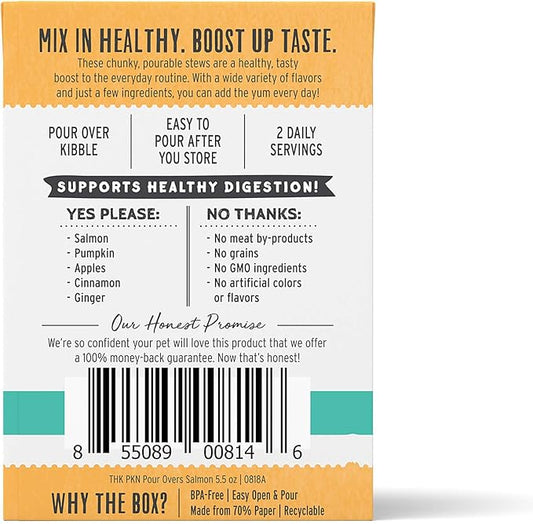 The Honest Kitchen Pumpkin POUR OVERS Wet Toppers for Dogs (12 Pack), 5.5 oz - Salmon Stew