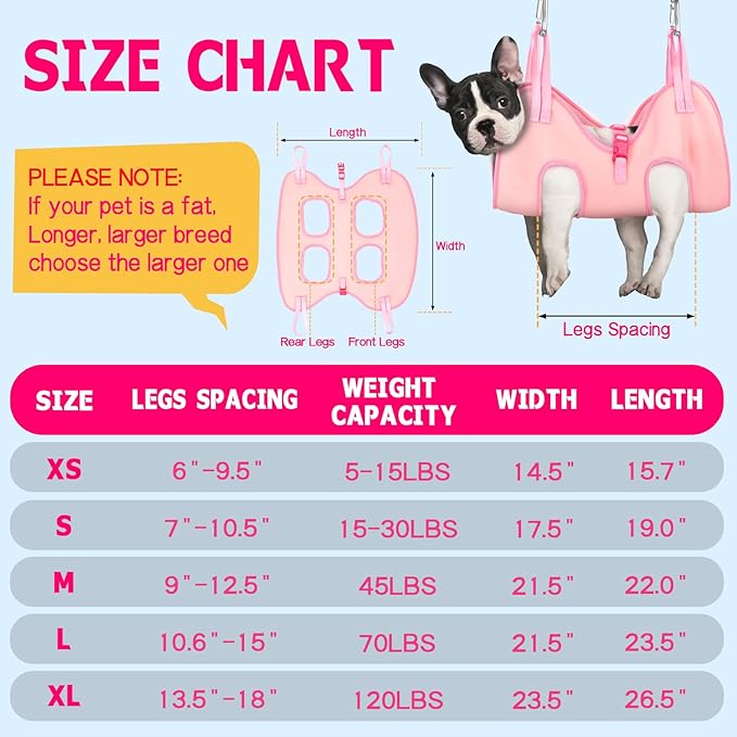 Supet Dog Grooming Hammock, Helpful Hammock for Nail Trim, Restraint Sling for Nail Clipping, Cat Grooming Hammock for Dog Pet to Nail Trimming