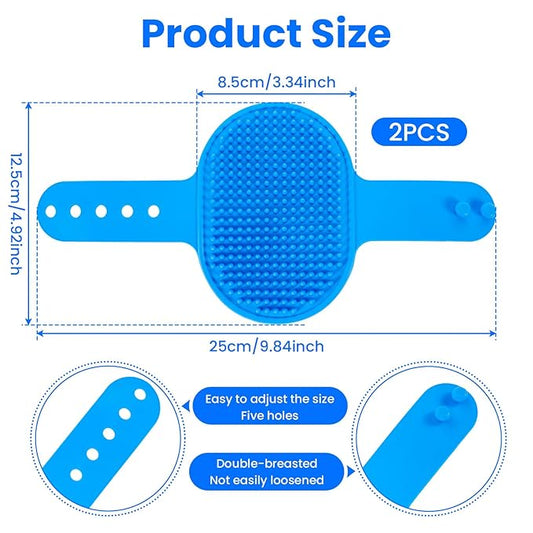 2Pcs Dog Bath Brush Scrubber, Rubber Pet Shampoo Curry Brush/Dog Massage Comb with Adjustable Ring Handle, Dog Shower Brush Puppy Brushes for Long Short Hair Dogs Cats Grooming Supplies
