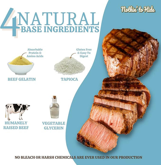 Fieldcrest Farms Nothin to Hide Flip Chips Dog Chews - Natural Rawhide Alternative Treats for Dogs, Chicken, Beef or Peanut Butter Flavor Snack for All Breed Dogs - 3 Pack (Beef)