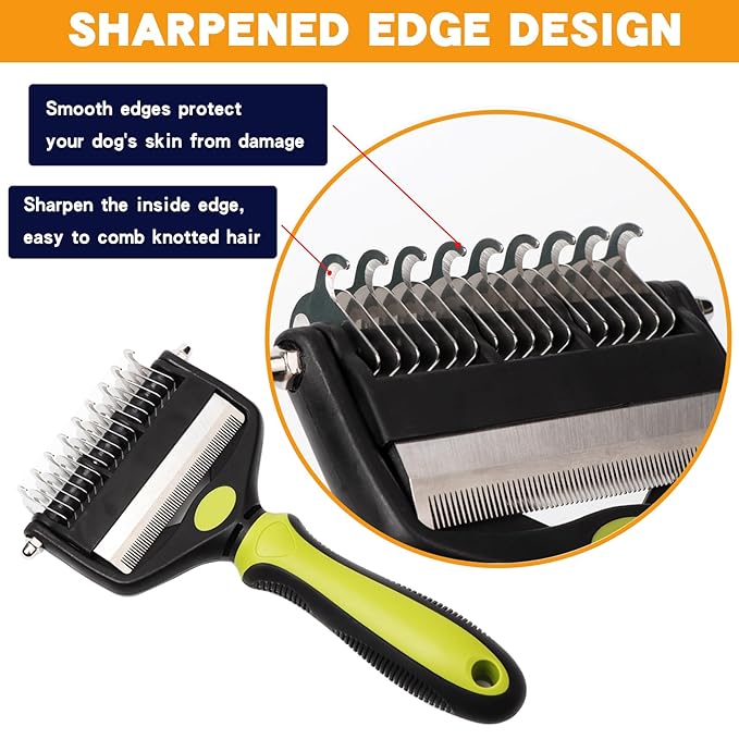 Pt brush for shedding,Dematting comb for Dogs, Cat deshedding Brush, Dog Grooming Rakes for long haired Dogs-Double Sided Shedding,Pet undercoat brushes Reduce Shedding by 95% (Pink)