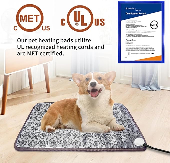 Large Dog Heating Pad 34x21in Waterproof Pet Heating Pad for Smart Thermostat Switch, Whelping Supplies Heated Dog Bed,Adding Wire Rope Wires Puppy Heating Pad Mat-Whelping Box for Dogs-Rose